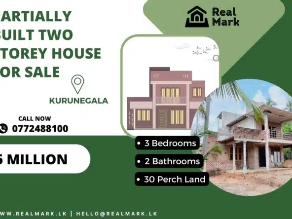 A Partially Built Two Storey House for Sale in Kurunegala. Visit RealMark.lk or Contact 0772488100 Now, for more Information!