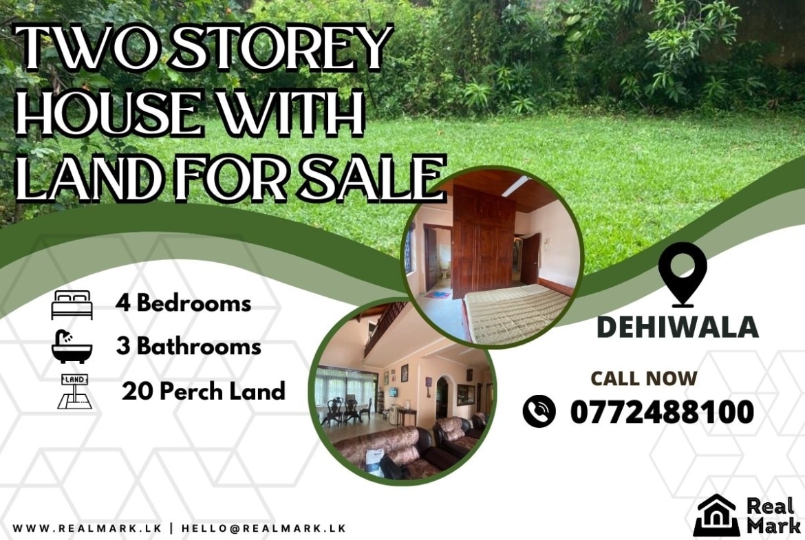 Two Storey House with Land for sale in Dehiwala. Visit RealMark.lk or Contact 0772488100 Now, for more Information!